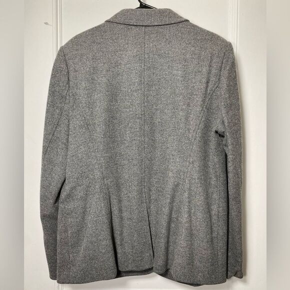 Escada | Tweed Pattern Button Front Wool Blazer Jacket in Gray Sz 44 Large - Picture 9 of 15